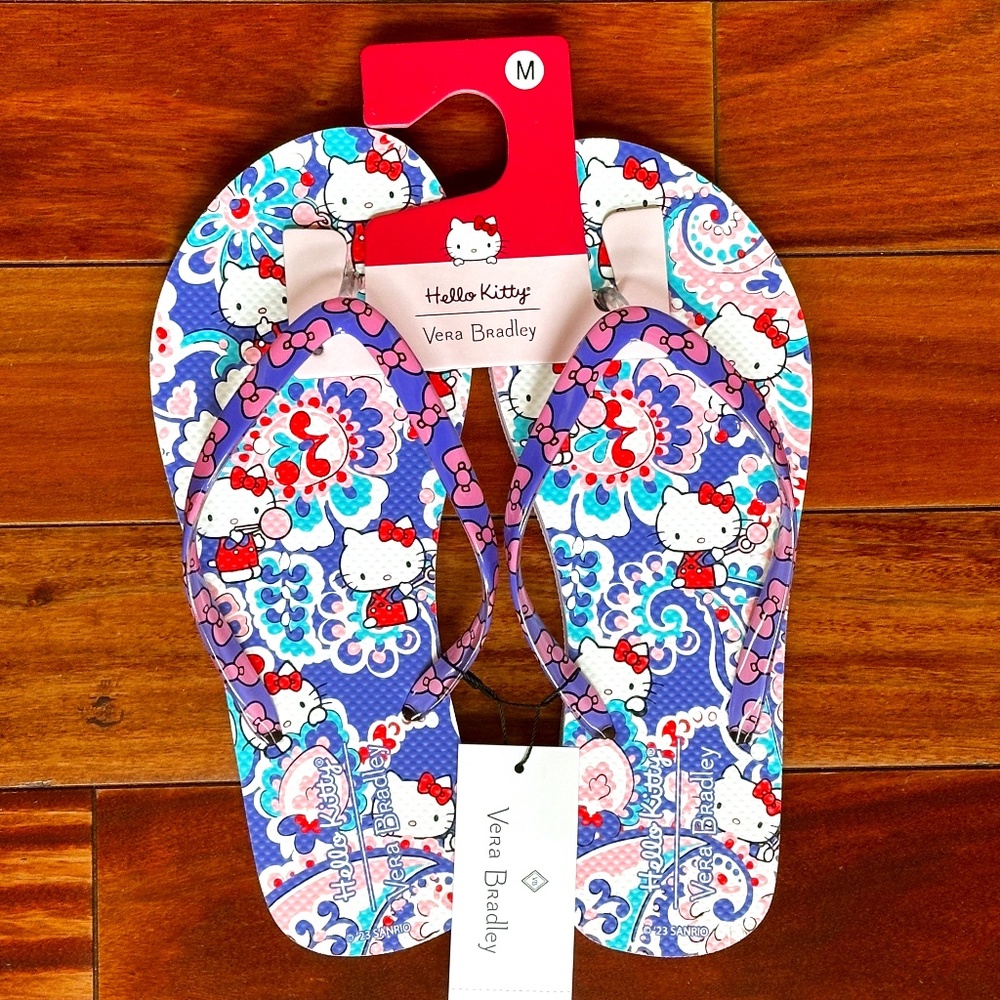 VERA BRADLEY HELLO KITTY FLIP FLOPS:NWT MEDIUM (7-8)
